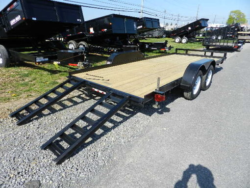 Carry-On 7 x 18 Open Car Trailer – Slide Out Ramps for sale at UnifiedTrailers.com